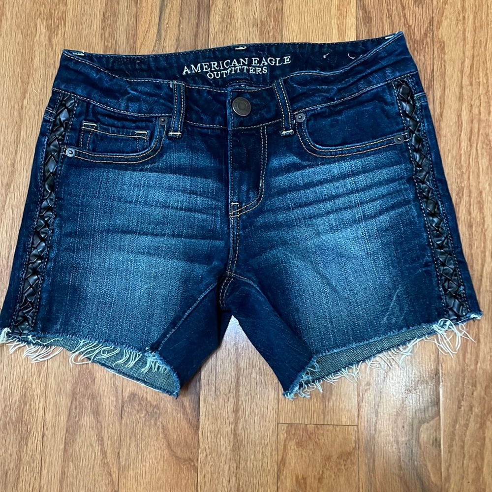 American Eagle Outfitters Women’s Size 4 Jeans Shorts with Black Braided Trim